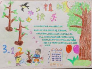 植树快乐手抄报版面设计图