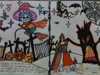 精彩万圣节手抄报版面设计图