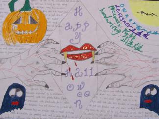 万圣节英语手抄报版面设计图一