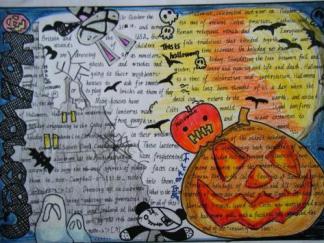 南瓜灯万圣手抄报版面设计图