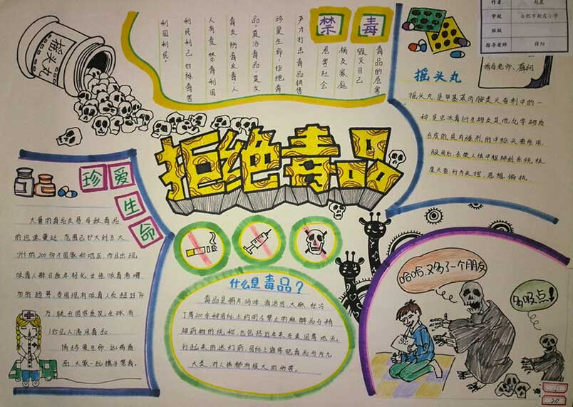 禁毒手抄报：拒绝毒品图片1