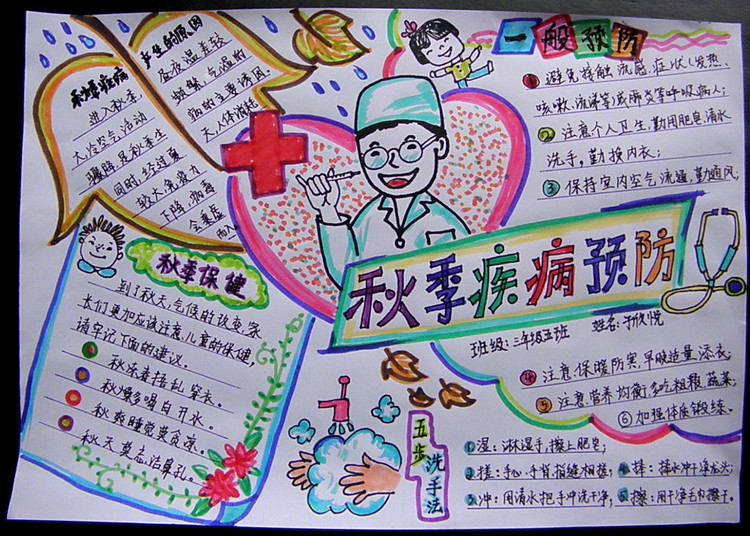 秋季疾病预防手抄报图片1