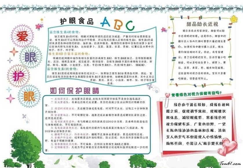 爱眼护眼手抄报模板图片1