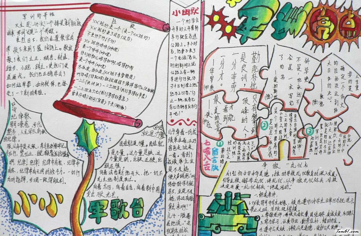 军训手抄报版面设计图二