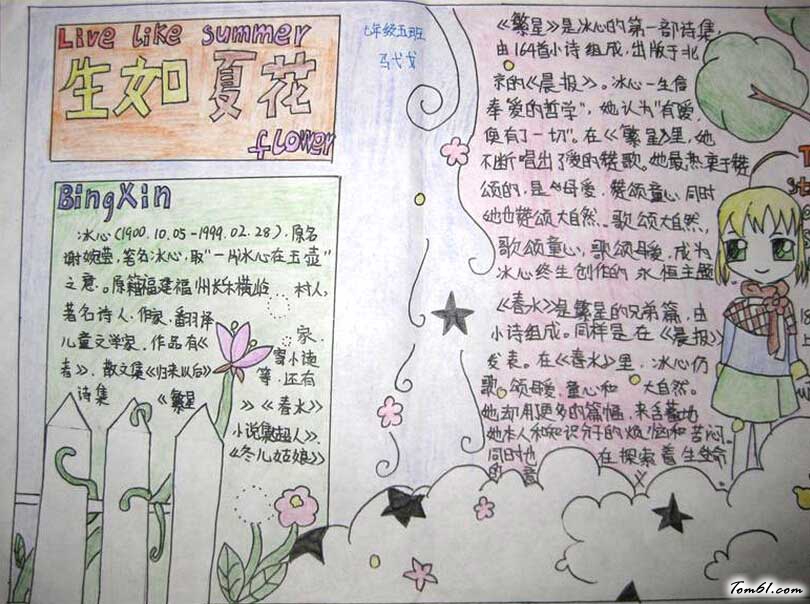 关于走近冰心的手抄报图片资料2图片1