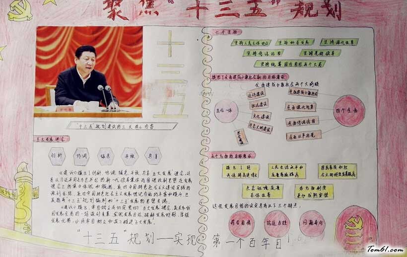 关注十三五创造新生活手抄报(2)图片1