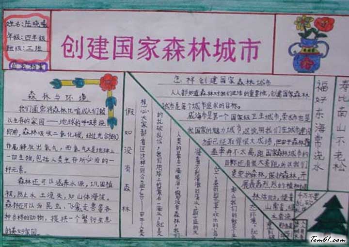 小学生创建森林城市手抄报图片1