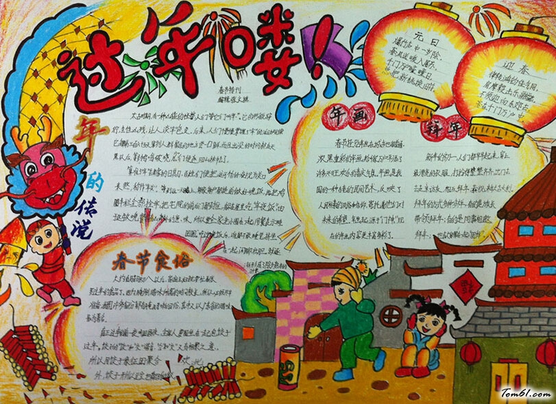 关于过年习俗手抄报版面设计图