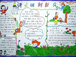 讲文明树新风手抄报版面设计图一