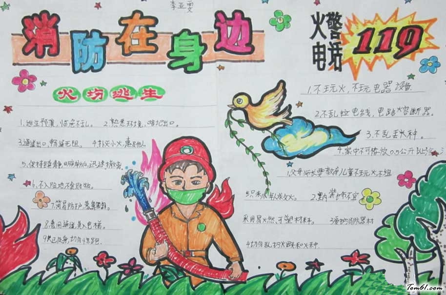 小学关于消防手抄报图片1