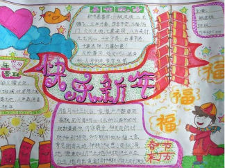多画少字的新年手抄报版面设计图