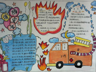 精美的消防安全手抄报版面设计图