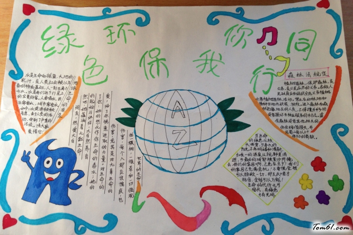 绿色环保小学生手抄报版面设计图图片1