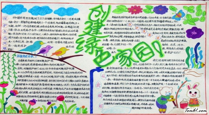 创建绿色家园环保手抄报版面设计图图片1