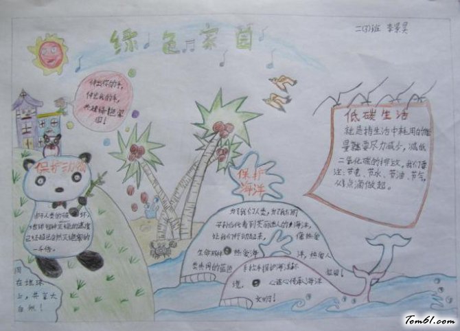绿色低碳家园环保手抄报版面设计图图片1