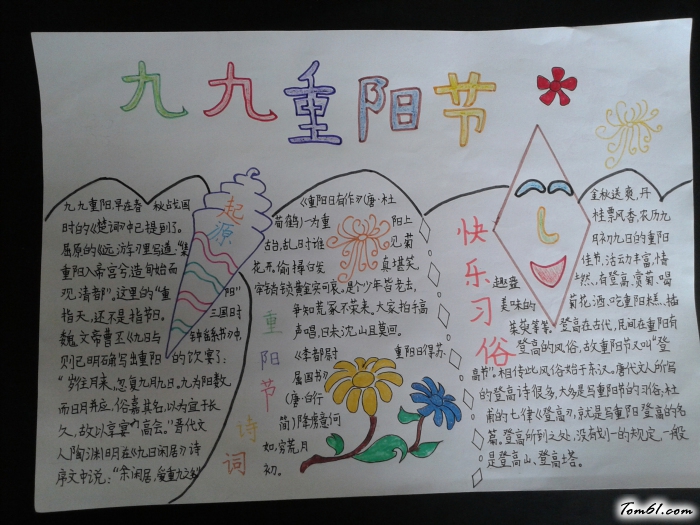 九九重阳节精美手抄报版面设计图图片1