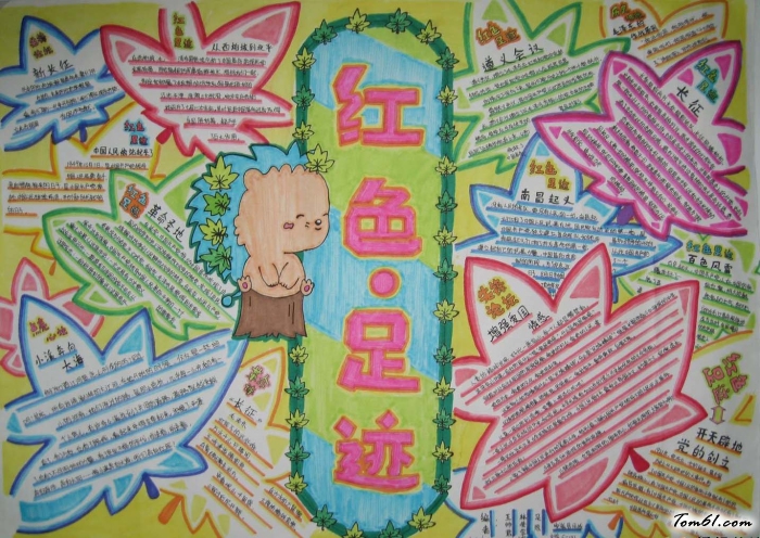 红色足迹中学生手抄报版面设计图图片1