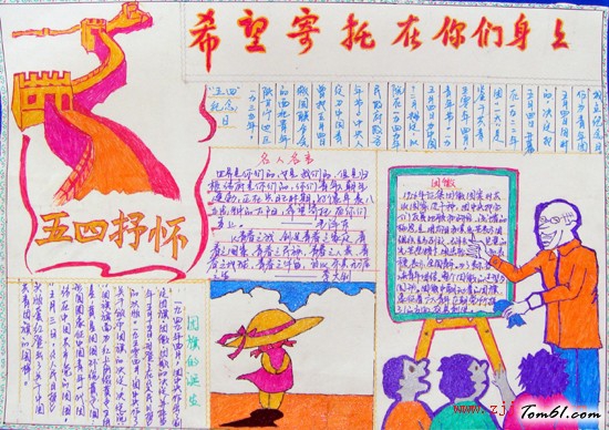 五四抒怀手抄报版面设计图图片1