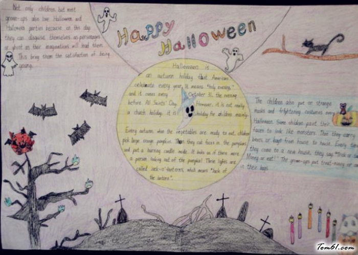 万圣节手抄报英语版面设计图2图片1