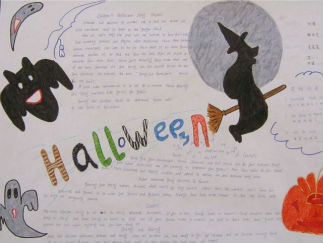 欢乐的万圣节手抄报版面设计图