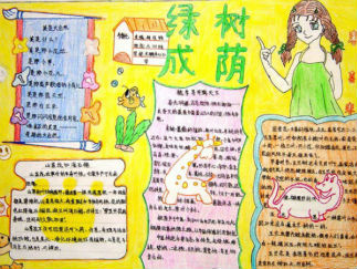 绿树成荫植树节手抄报版面设计图