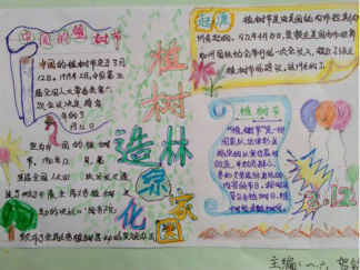 植树造林绿化家园手抄报版面设计图