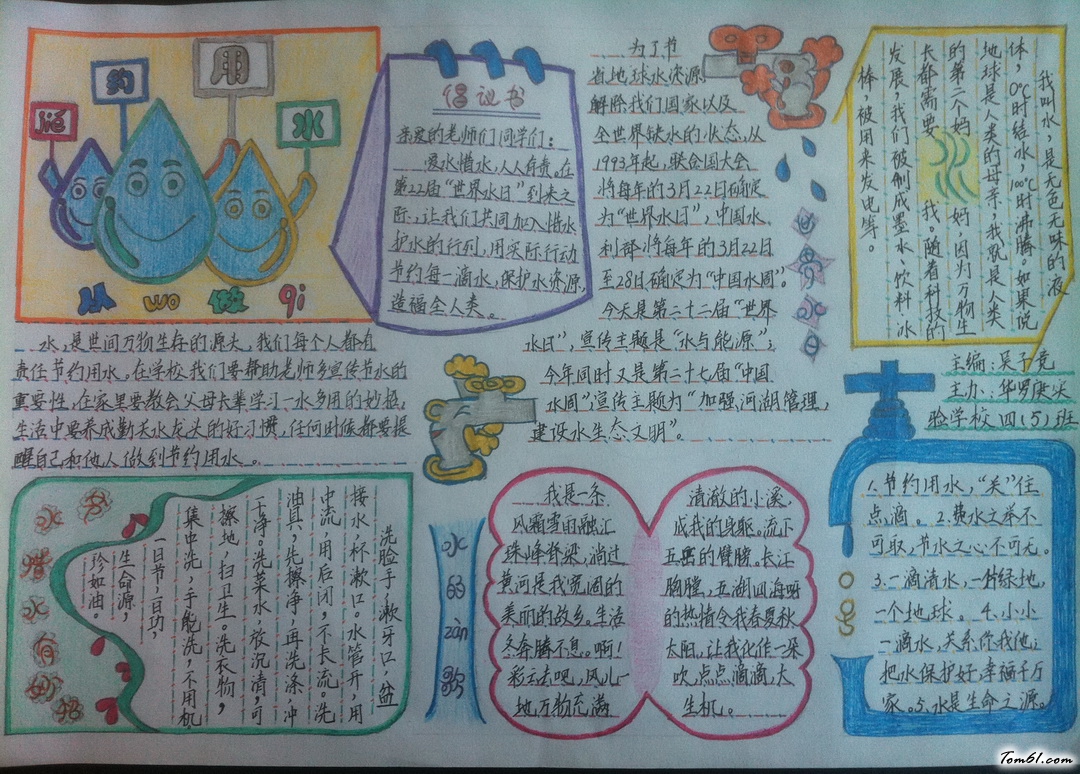 小学生节约用水手抄报版面设计图图片1
