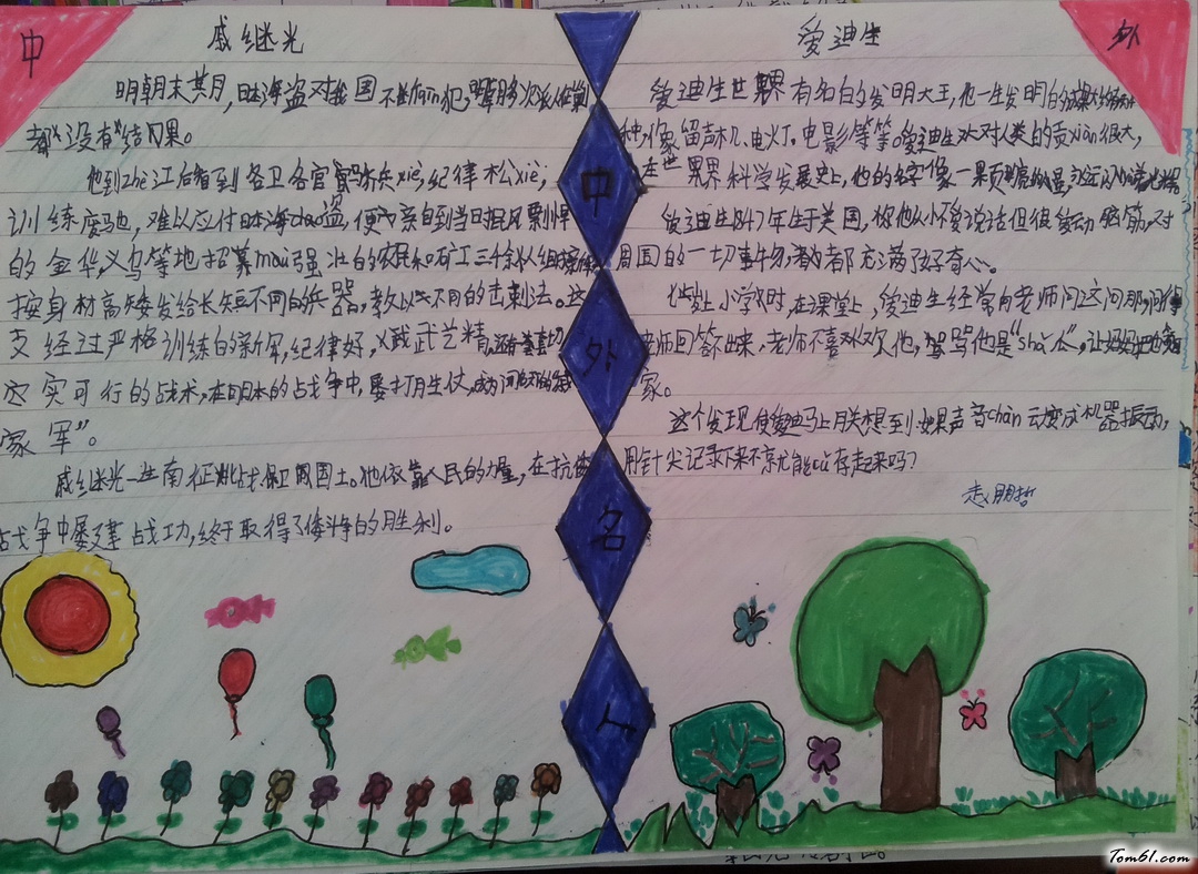 小学生中外名人手抄报版面设计图图片1