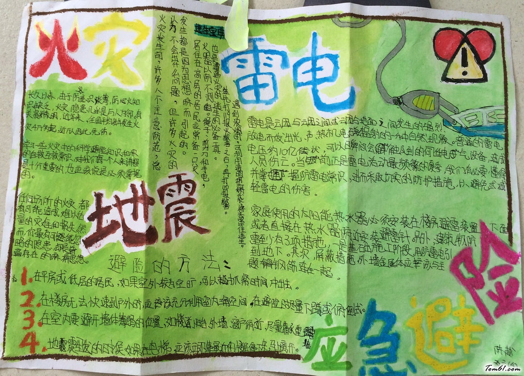 小学生应急避险手抄报版面设计图图片1