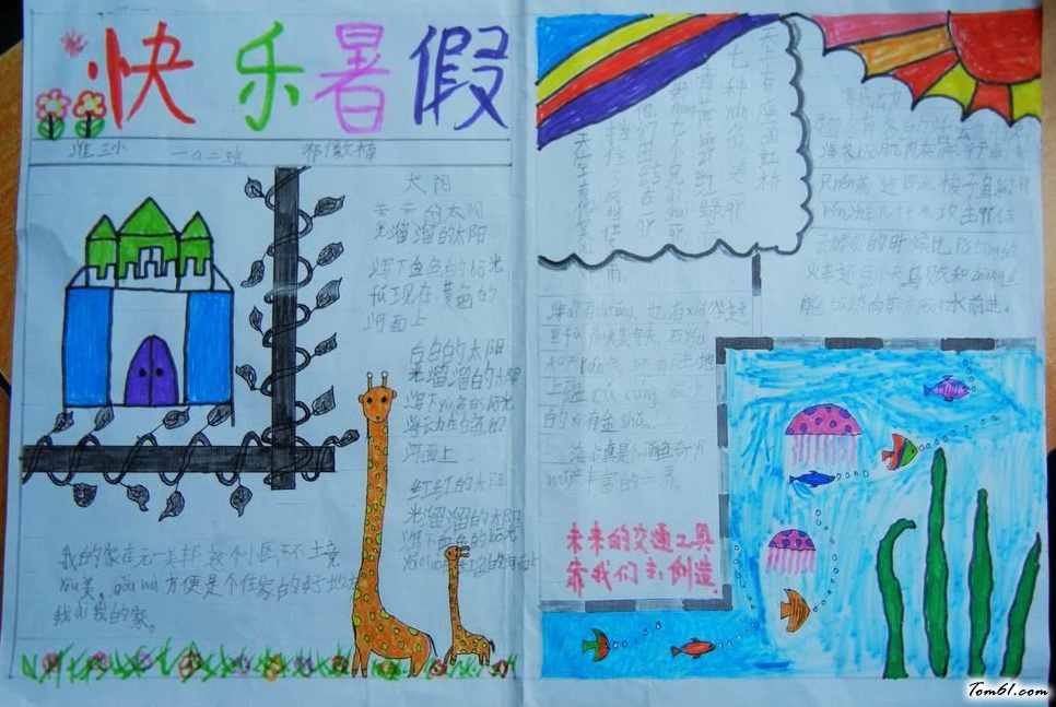 快乐暑假手抄报版面设计图3图片1