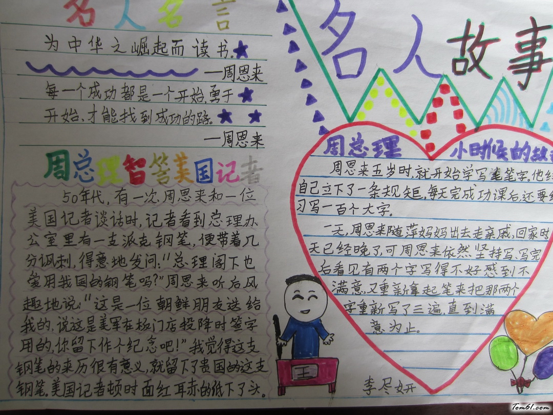 小学生名人故事手抄报版面设计图图片1