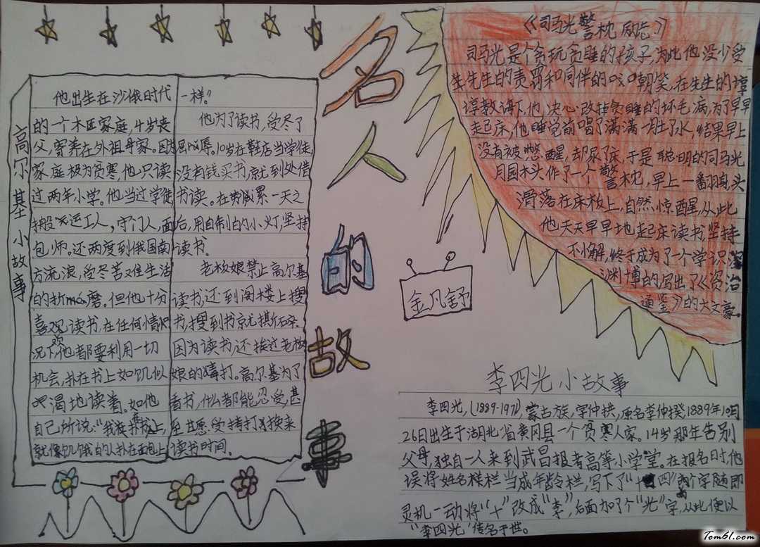 小学生名人故事手抄报版面设计图3图片1