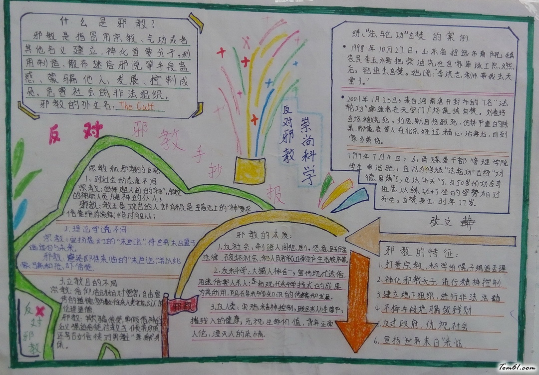 崇尚科学反对邪教手抄报版面设计图3图片1