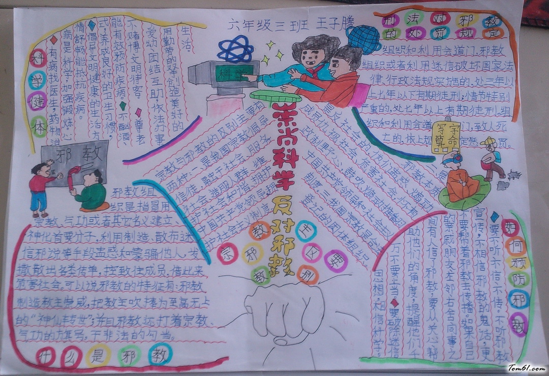 崇尚科学反对邪教手抄报版面设计图4图片1