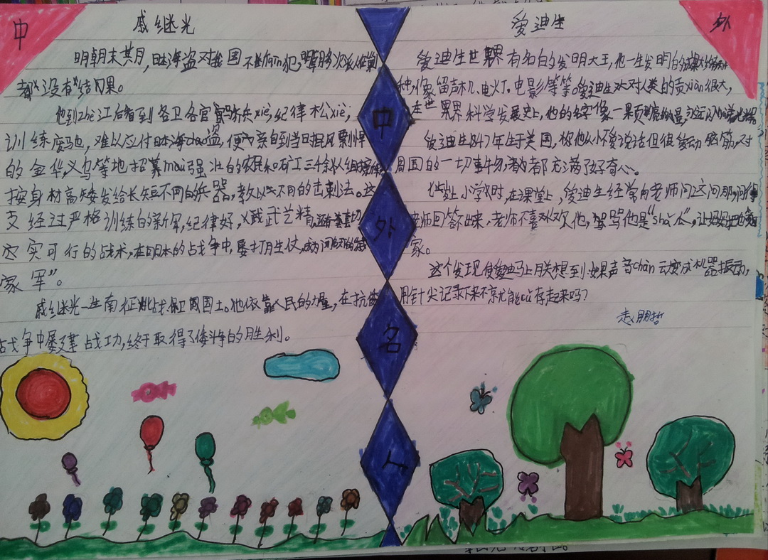 小学生中外名人手抄报版面设计图