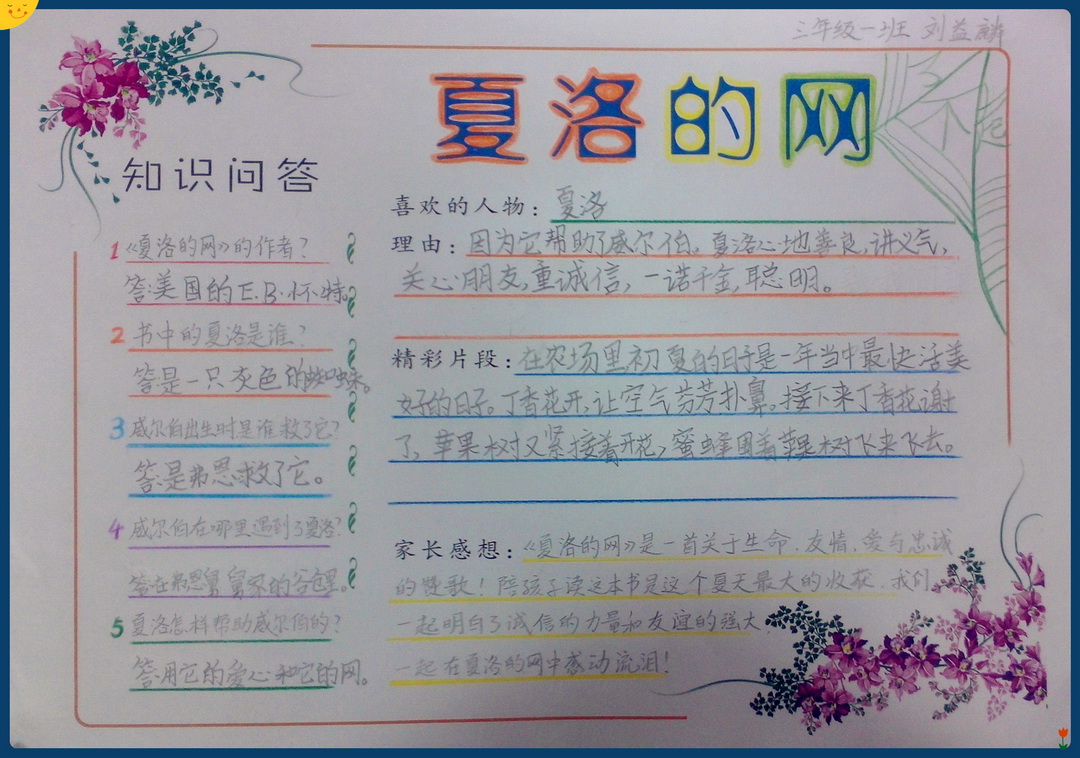 夏洛的网手抄报版面设计图2