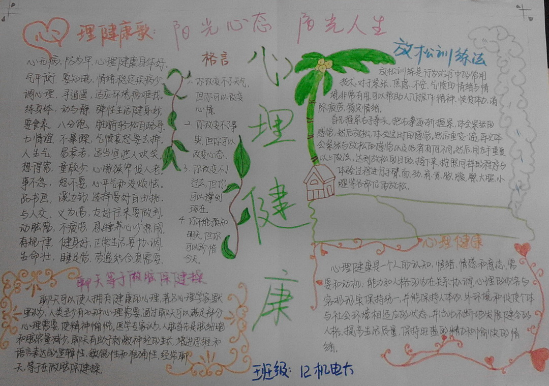 小学生心理健康手抄报版面设计图3