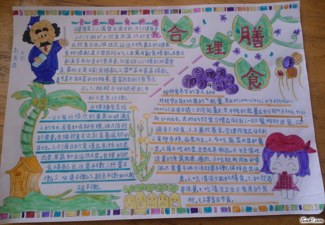 五年级合理膳食手抄报版面设计图图片1