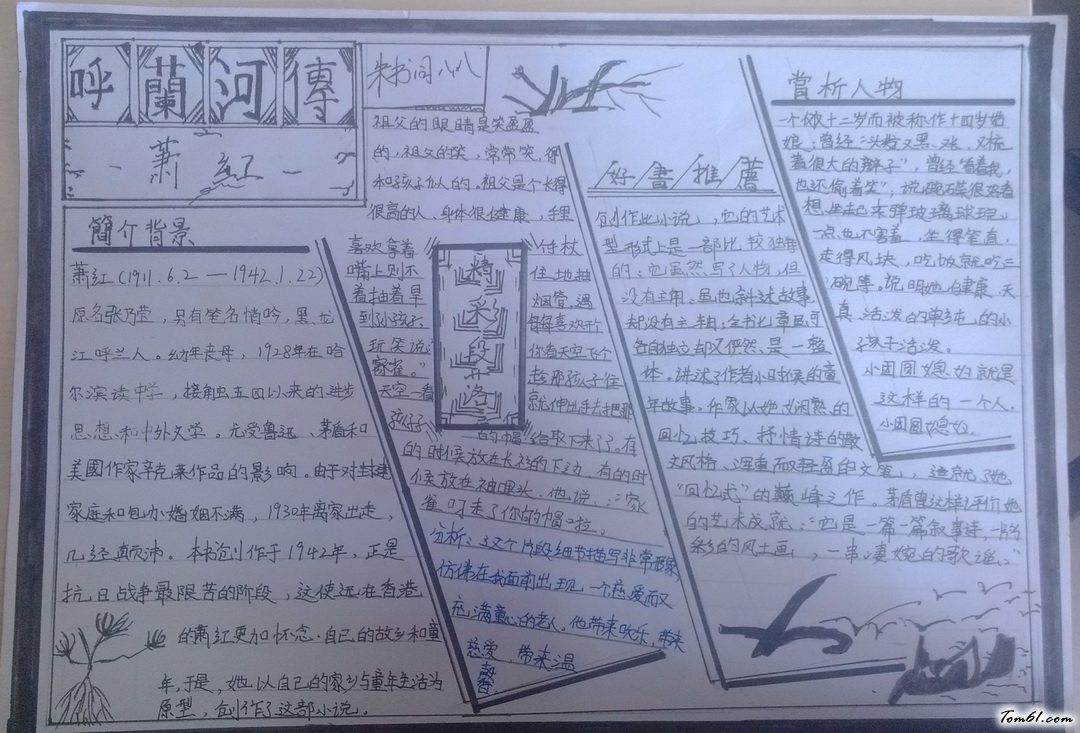 呼兰河传手抄报版面设计图图片1