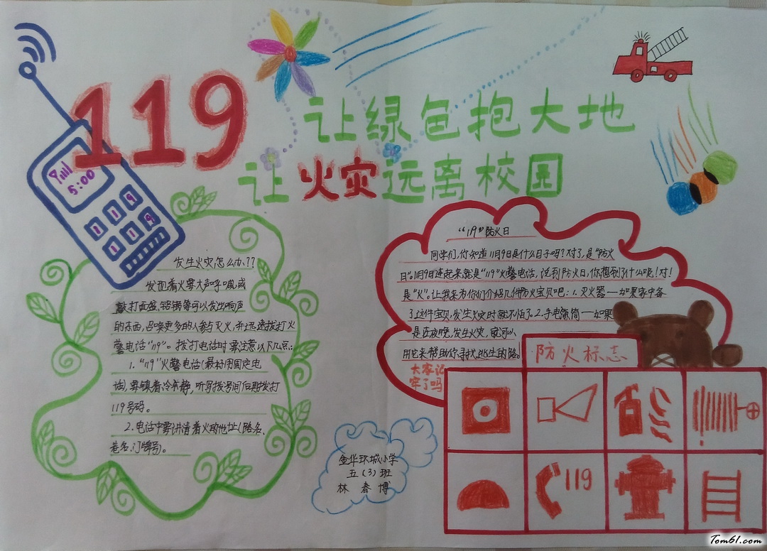消防安全119手抄报版面设计图图片1