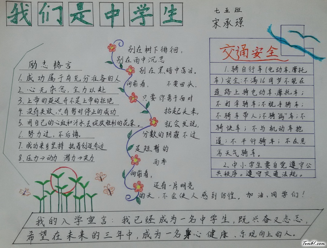 我们是中学生手抄报版面设计图图片1