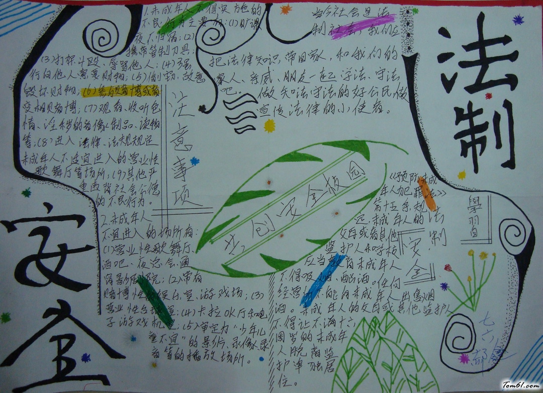 小学五年级法制安全手抄报版面设计图图片1