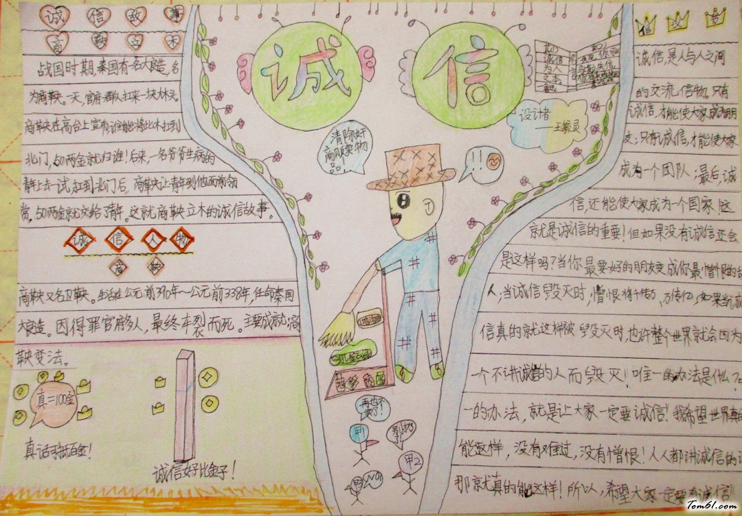 小学六年级诚信手抄报版面设计图图片1