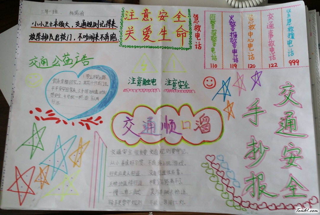 三年级交通安全手抄报版面设计图图片1