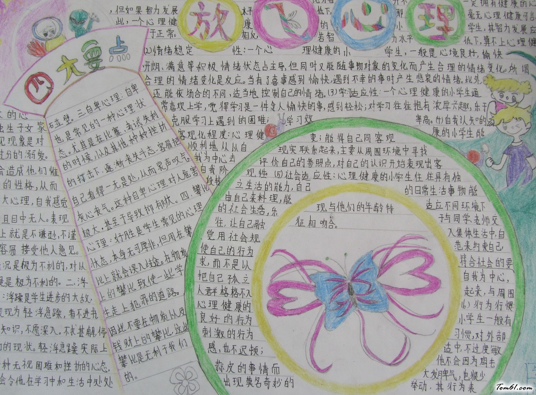 六年级放飞心理手抄报版面设计图图片1