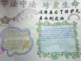 学法守法珍惜生命手抄报设计图