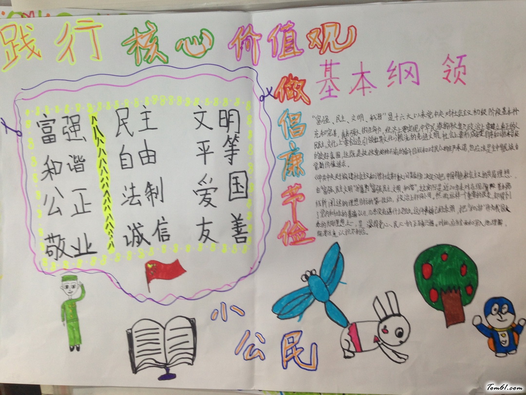 践行核心价值观做倡廉节俭小公民手抄报4图片1