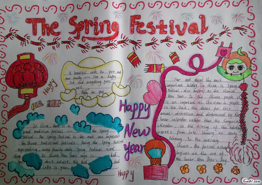 the spring festival英语手抄报版面设计图图片1