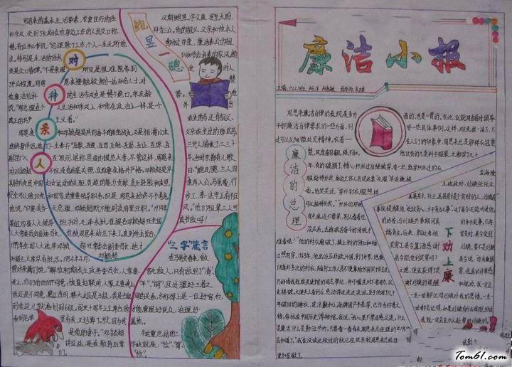 小学生廉洁小报手抄报版面设计图图片1