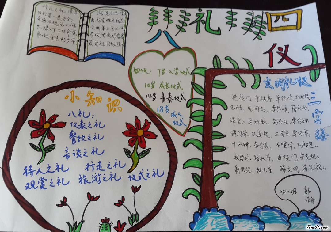 八礼四仪手抄报版面设计图图片1